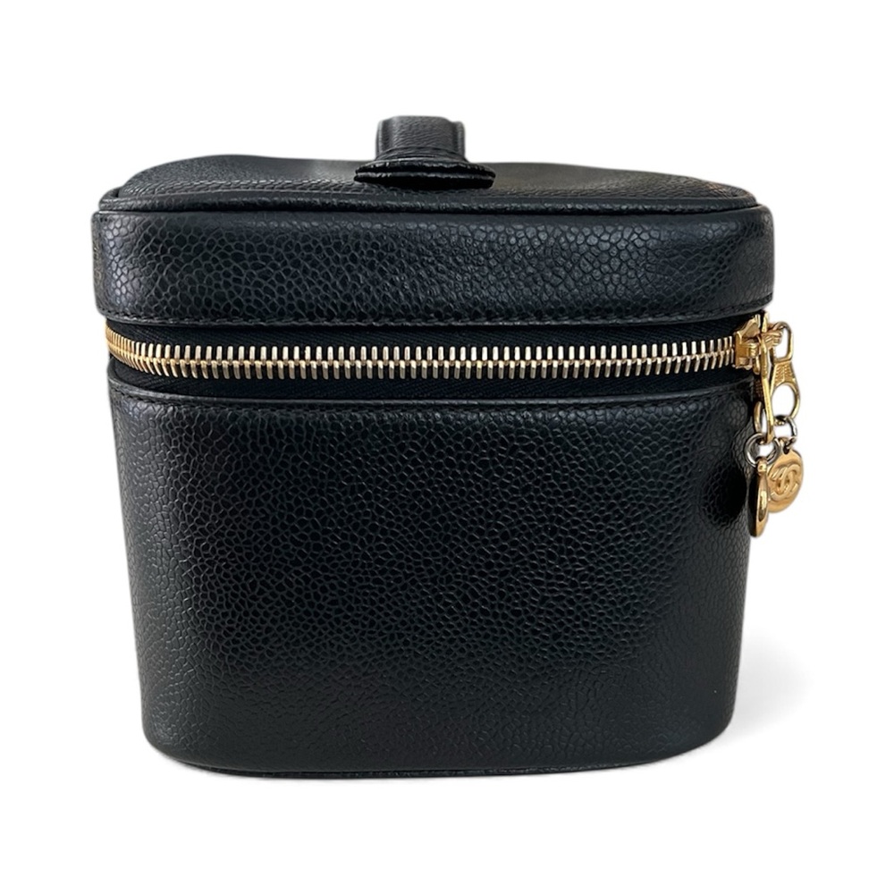 CHANEL Rare 1997 Mirrored Vanity Cosmetic Case / Make Up Bag / Caviar Leather - Picture 6 of 16